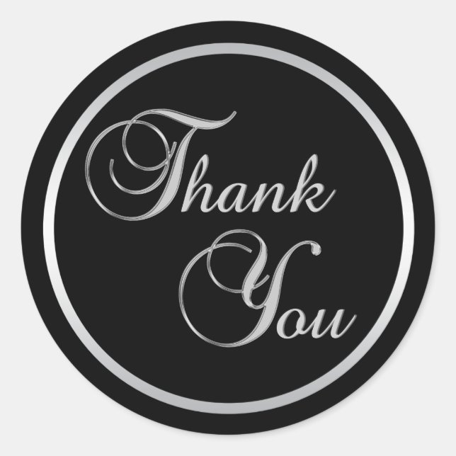 Classy Black Silver Thank You Envelope Seals (Front)