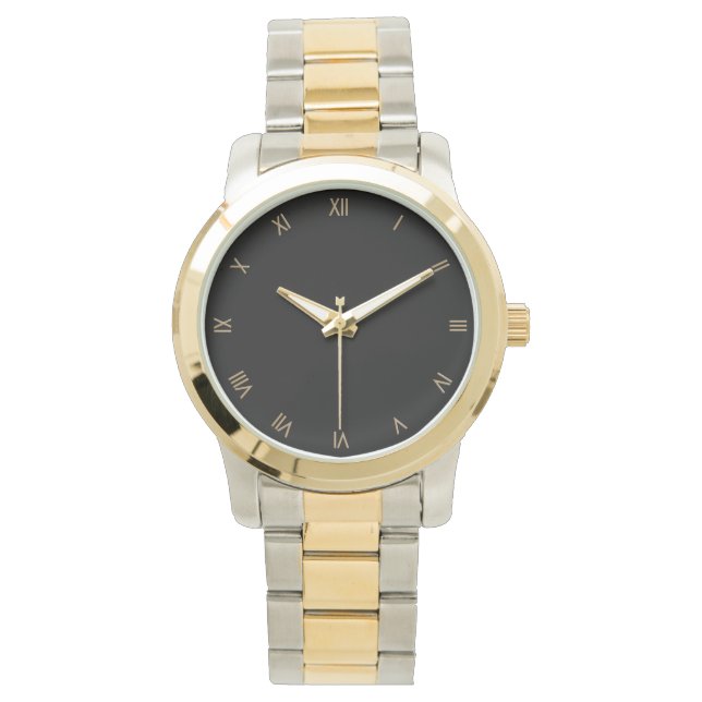 Classy Black w Gold Roman Numeral Wristwatch (Front)