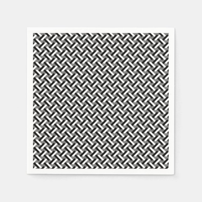 Classy Black & White Art Deco Herringbone Pattern Napkin (Front)
