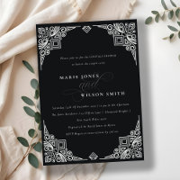 Classy Black White Art Deco Ornate Couples Shower