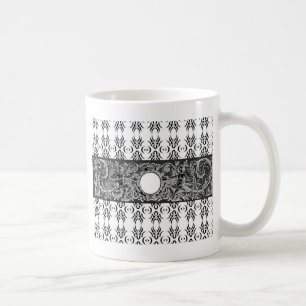 Classy black white Baroque pattern to customise Coffee Mug