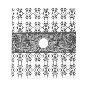 Classy black white Baroque pattern to customise Notepad