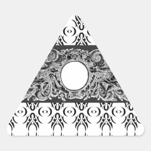 Classy black white Baroque pattern to customise Triangle Sticker