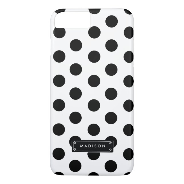 Classy Black White Big Polka Dots Personalised Case-Mate iPhone Case (Back)
