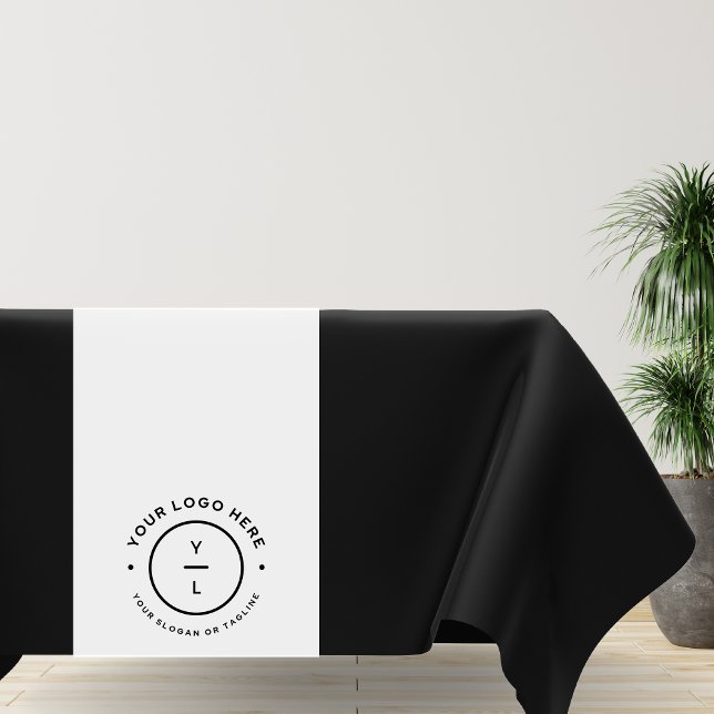 Classy Black White Business Logo Stripe Event Show Tablecloth (Creator Uploaded)