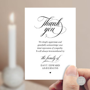 Classy Black White Funeral Memorial Sympathy Card