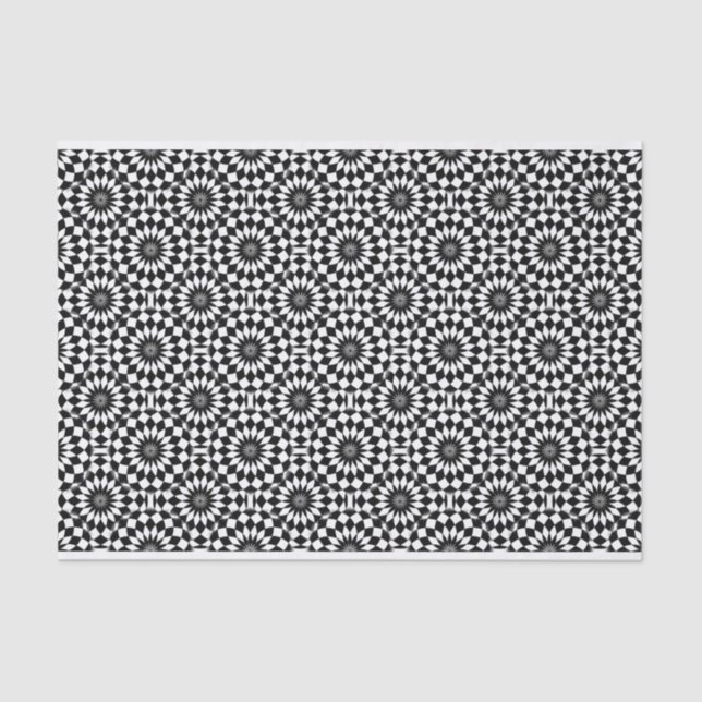 Classy Black White Geometric Illusion Pattern Tissue Paper (Front)