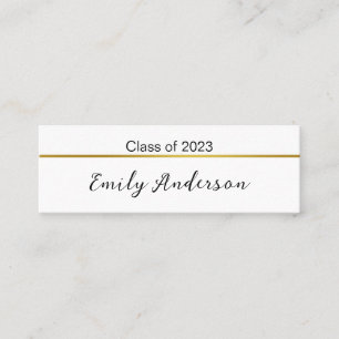 Classy Black White Gold Graduation Name Card