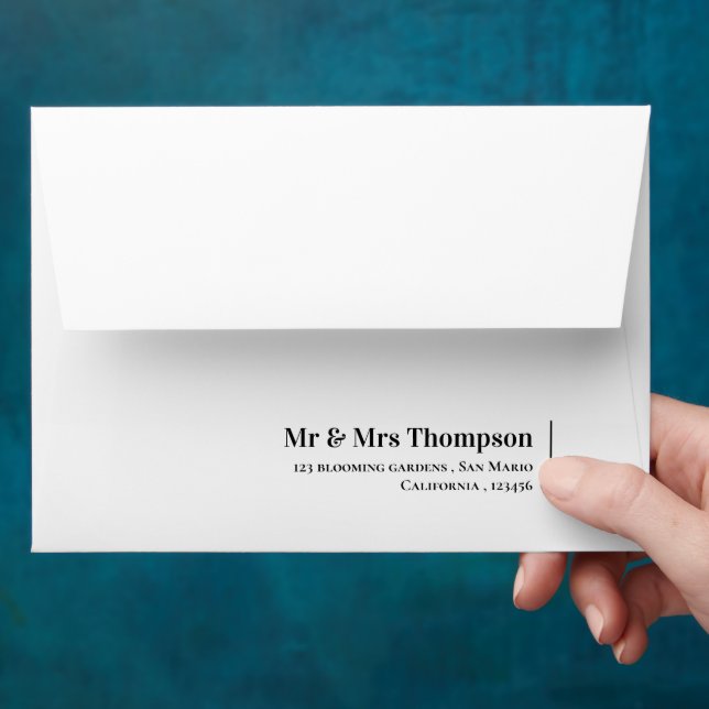 Classy Black White Monogram Minimalist Wedding  Envelope (Hand)