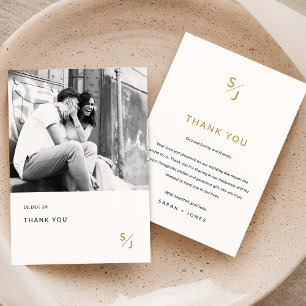 Classy Black & White Photo Wedding Thank You Card
