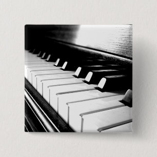 Classy Black & White Piano Photography 15 Cm Square Badge