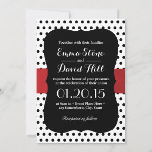 Classy Black & White Polka Dot Wedding Invitation