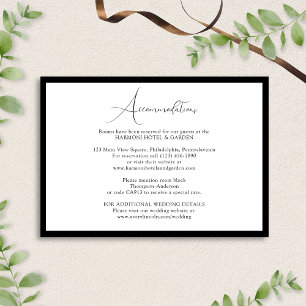 Classy Black & White Script Wedding Accommodations Enclosure Card