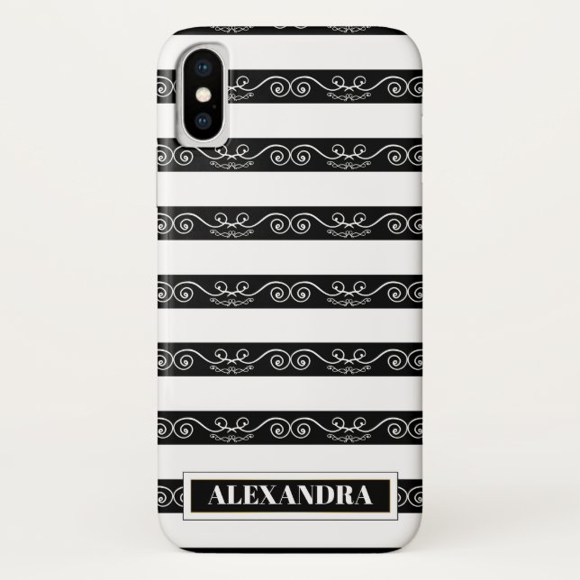 Classy Black White striped Case-Mate iPhone Case (Back)