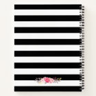 Classy Black White Stripes Floral Personal Notes