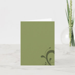 Classy Blank Olive Green with Flourish Note Card