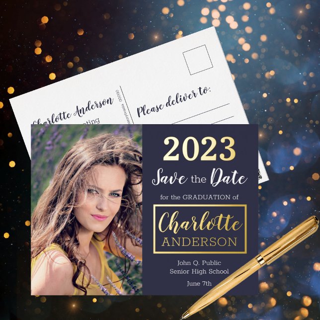 Classy Blue 2023 Photo Graduation Announcement (Creator Uploaded)