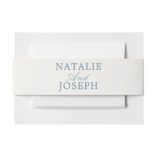 Classy Blue And White Old Money Fancy Wedding  Invitation Belly Band