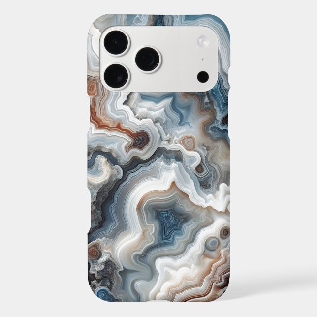 Classy Blue Brown Grey White Quartz Agate Pattern (Back)