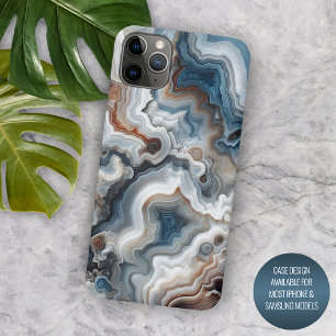 Classy Blue Brown Grey White Quartz Agate Pattern Case-Mate iPhone Case