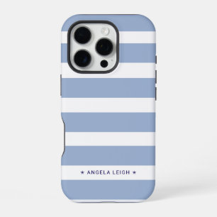 Classy Blue Denim Chambray Cabana Stripes iPhone 16 Pro Case