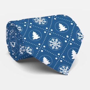 Classy Blue Festive Christmas Pattern Tie