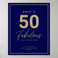 Classy Blue & Gold 50 & Fabulous Birthday Party
