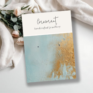 Classy Blue Gold Oil Paint Texture Earring Holder Business Card