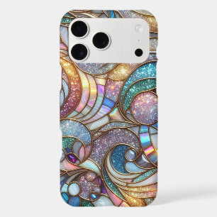 Classy Blue Pink Faux Iridescent Glass Mosaic