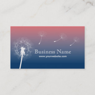 Classy Blue & Pink Twilight Dandelion Business Card