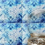 Classy Blue White Leafy Motifs and Floral Elements Tile<br><div class="desc">This decorative ceramic tile is a beautiful blend of artistry and elegance. The design is intricate and symmetrical, featuring a harmonious mix of leafy motifs and floral elements. The patterns are meticulously crafted, showcasing the finesse of traditional artisans. The tile is adorned with varying shades of blue, ranging from deep...</div>