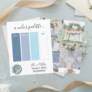 Classy Blue White Wedding colours Palette Card 202