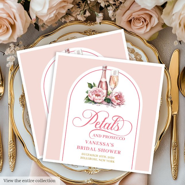 Classy Blush Petals and Prosecco Bridal Napkins (Classy Blush Petals and Prosecco Bridal Napkins)
