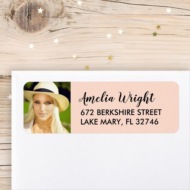 Classy Blush Photo Graduation Return Address (Creator Uploaded)