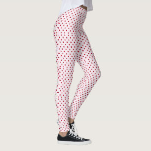 Classy Blush Pink Crimson Red Polka Dots Pattern Leggings