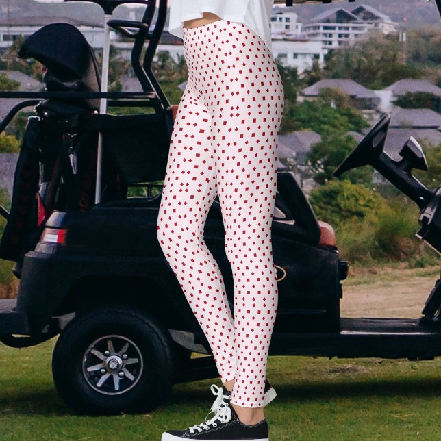 Classy Blush Pink Crimson Red Polka Dots Pattern  Leggings (Creator Uploaded)