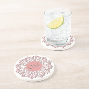Classy  Blush Pink Mandala OM  Coaster