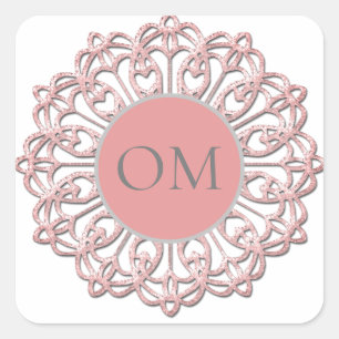 Classy Blush Pink Mandala OM Square Sticker