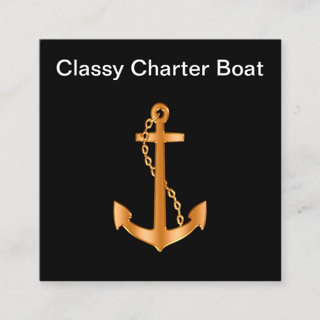Classy Boat Anchor Nautical Theme Square Business Card (Front)
