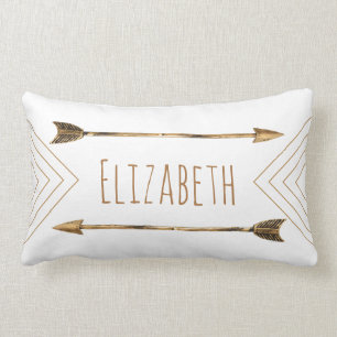 Classy Bohemian Chic Gold Tribal Arrows Lumbar Cushion