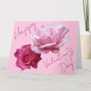 Classy boho floral pink rose Valentine love trendy Card