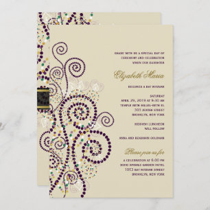 Classy Boho Purple Spirals Bat / Bar Mitvah Invite
