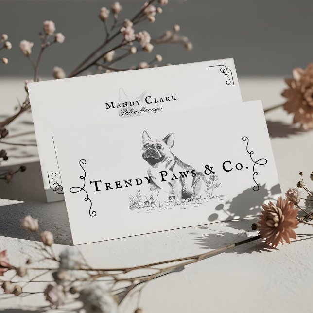 Classy Boutique Style Pet Salon French BullDog Business Card (Classy Boutique Style Pet Salon French BullDog Business Card)