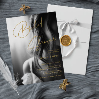 Classy Bridal Shower Invitation in BW Photo Styles