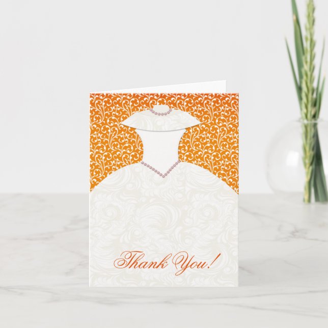 Classy Bridal Shower Thank You Note Card Orange (Front)