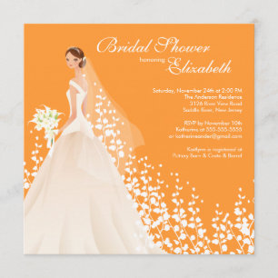 Classy Bride Bridal Shower Invitation Orange White