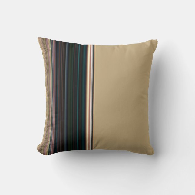Classy Brown and Green Stripe Cushion (Front)