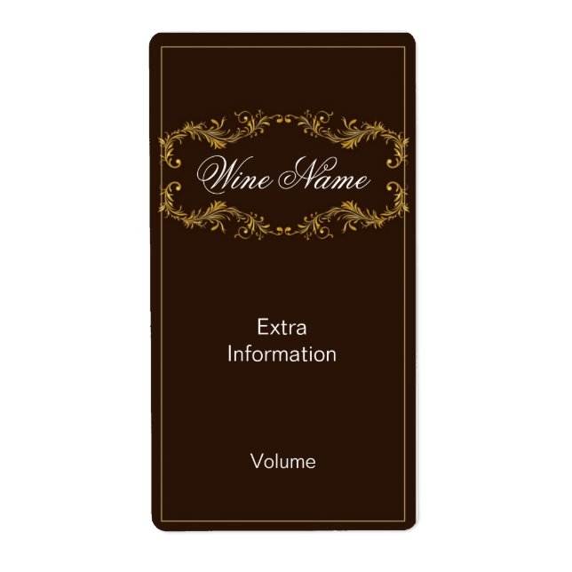 Classy Brown Wine Label (Front)
