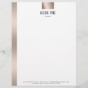 Classy Brushed Rose Gold Professional Business Custom Letterhead