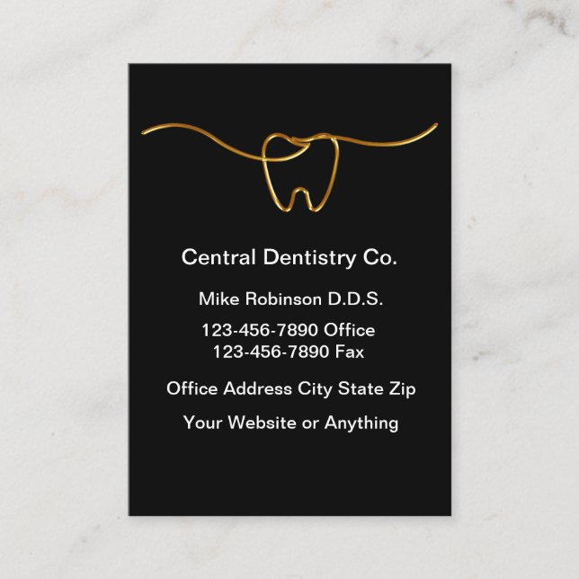 Classy Budget Modern Dentist Business Cards (Front)
